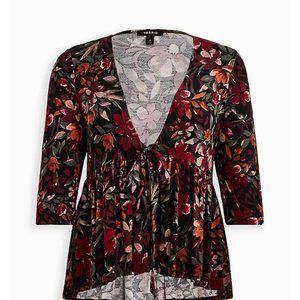 Floral knit babydoll jacket